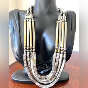 Artisan made Vintage unique Southwest style metallic necklace
